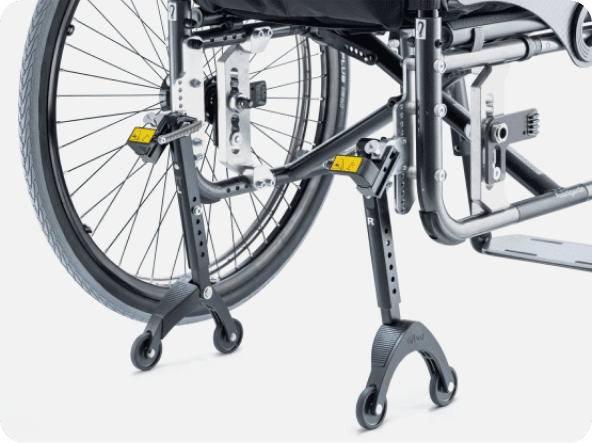 Kippstützen mit Wegschwenk- und Aufbockfunktion für Rollstuhl