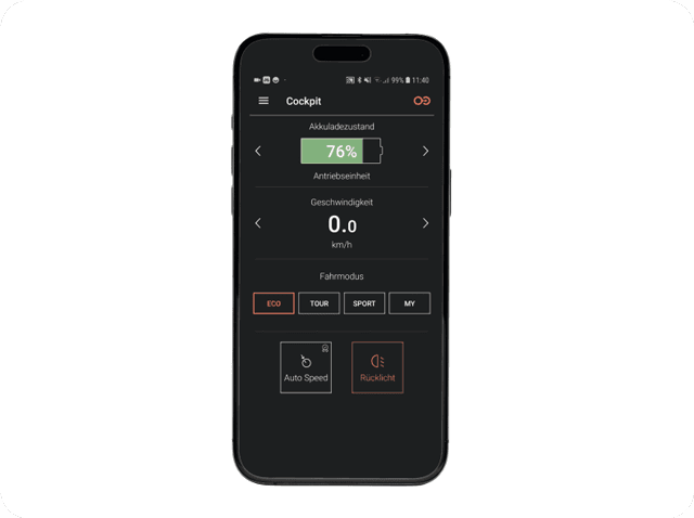 Smartphone mit Screen-Ansicht der optionalen Speed-Funktion.