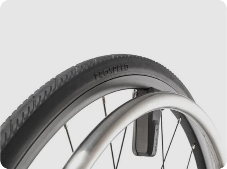 Pannensichere Bereifung 1" Pro Speed  (PU, massiv) auf e-motion Antriebsrad