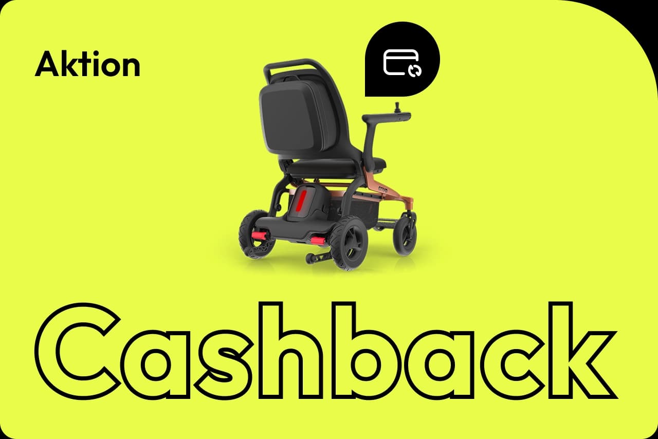 Neongelbes Motiv der Chashback Aktion mit Rückansicht von erivo carbon und weißem Cashback Icon auf schwarzen grafischen Element.